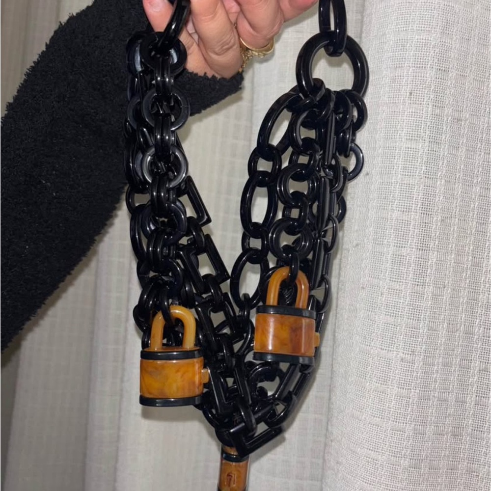 Chunky Black and Brown Chain Necklace